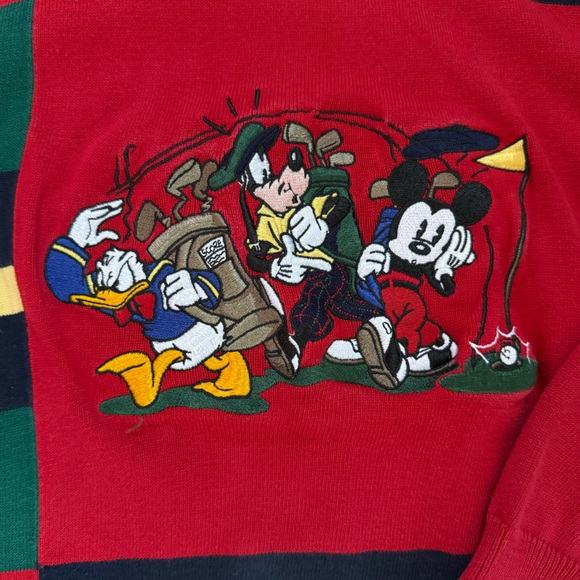 Vintage 80s/90s The Disney Store Embroidered Golf Club Color Blocked Sweater L - Picture 6 of 13